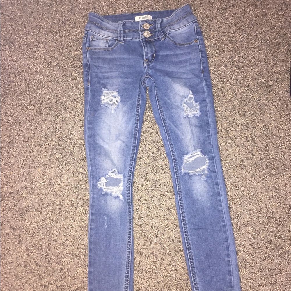 Blue ripped jeans
